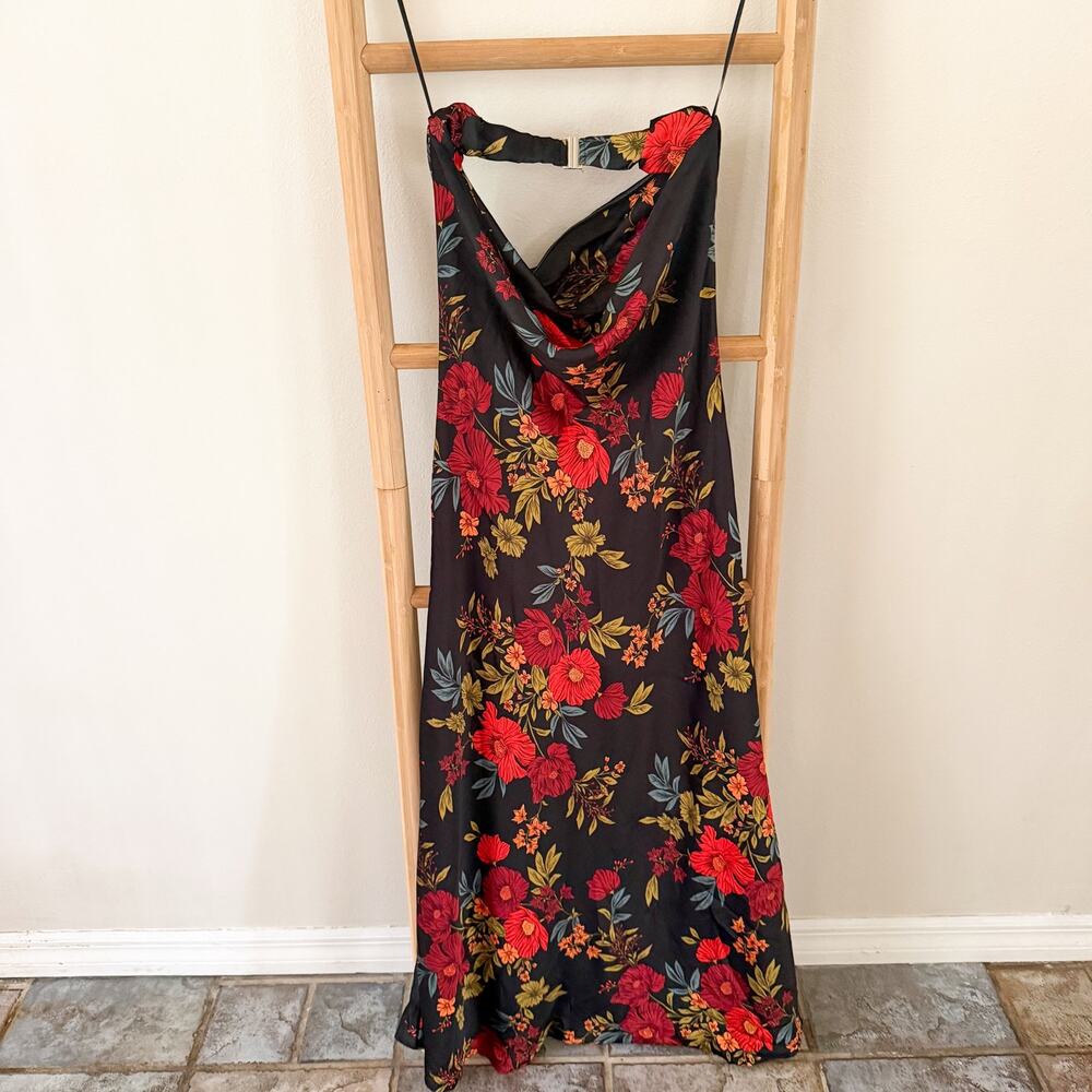 NWOT 12th Tribe Natalia Black Floral Strapless Maxi Dress Size M Floral Evening - Picture 8 of 14